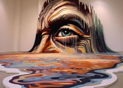 AI 创意：画廊艺术品被重新想象为融化的地面艺术！